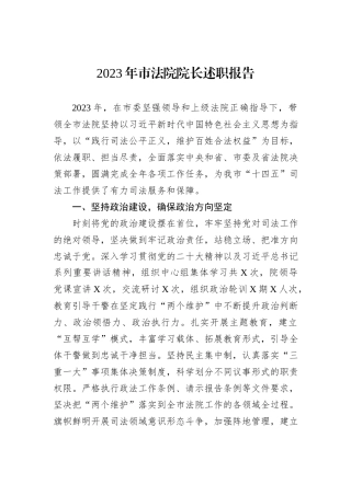 2023年市法院院长述职报告