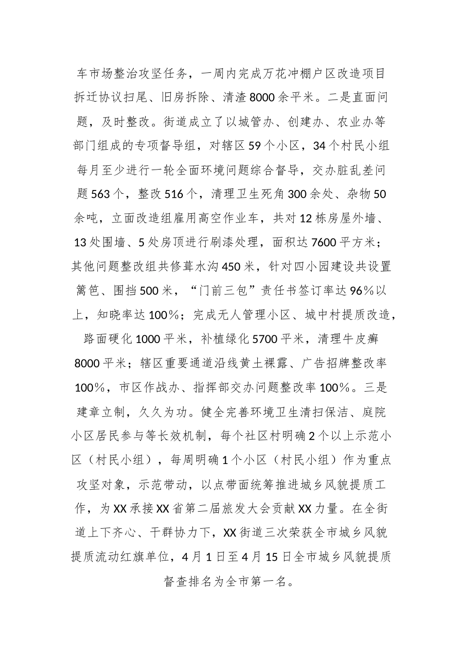 关于XX街道城乡风貌提质工作情况汇报_第2页