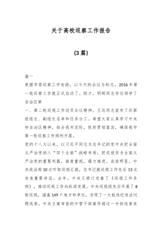 (3篇)关于高校巡察工作报告