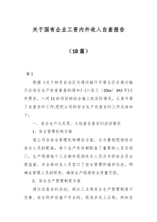 （18篇）关于国有企业工资内外收入自查报告