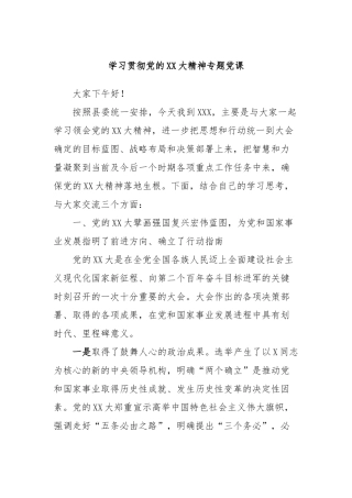 学习贯彻党的XX大精神专题党课