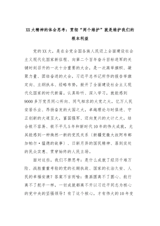 XX大精神的体会思考：贯彻“两个维护”就是维护我们的根本利益
