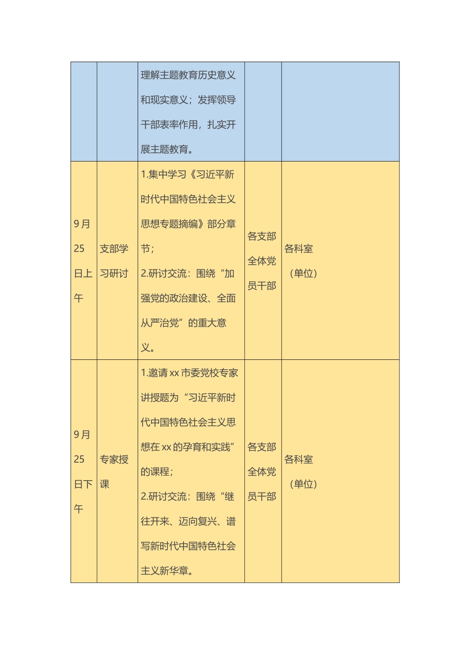 X局第二批主题教育理论学习读书班近期集中学习研讨安排（表格）_第3页