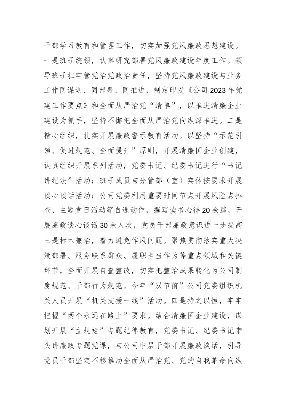 XX公司2023年落实主体责任工作总结_第3页