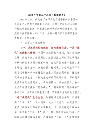 2023年支部工作总结（紧扣重点）