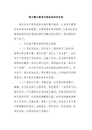 集中警示教育对照检视剖析材料 (2)