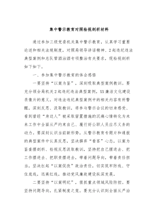 集中警示教育对照检视剖析材料 (3)