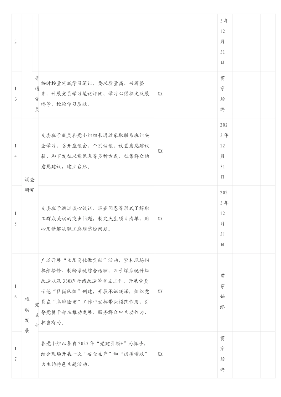 XXX党支部第二批主题教育工作任务清单_第3页