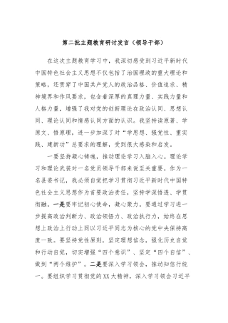 第二批主题教育研讨发言（领导干部）