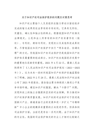 关于知识产权司法保护现存的问题及对策思考