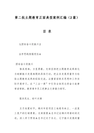 （2篇）有关第二批主题教育正面典型案例汇编
