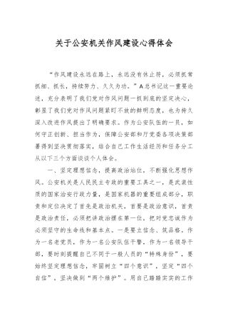 关于公安机关作风建设心得体会