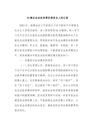 XX镇在法治政府建设调度会上的汇报