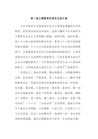 第二批主题教育阶段性总结汇报