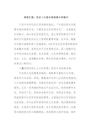 典型汇报：农业＋文旅全面助推乡村振兴