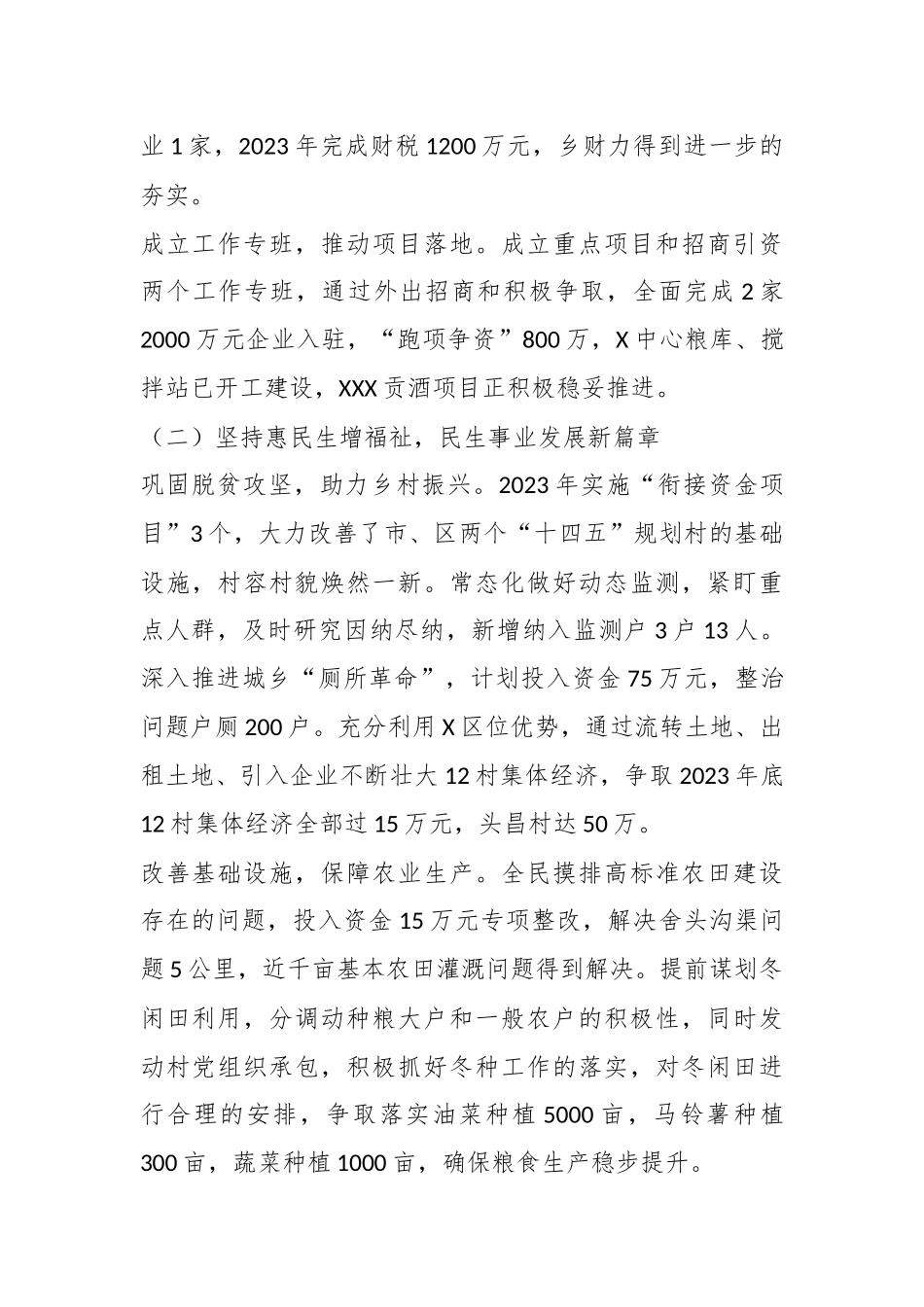 X乡2023年工作总结及2024年工作计划_第2页