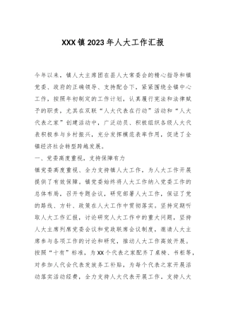 XXX镇2023年人大工作汇报