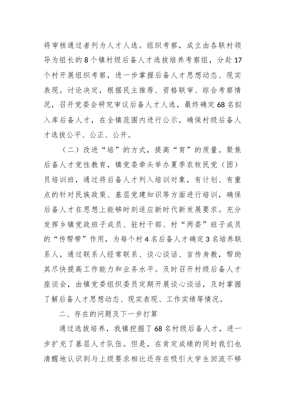 乡镇2023年村级后备人才选拔培养工作总结_第2页