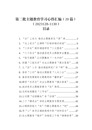 第二批主题教育学习心得汇编（20篇）（2023128-1130）