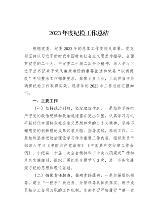 2023年度纪检工作总结