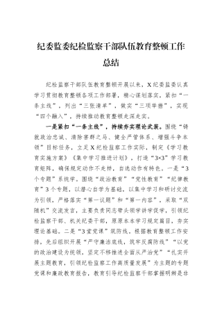 纪委监委纪检监察干部队伍教育整顿工作总结