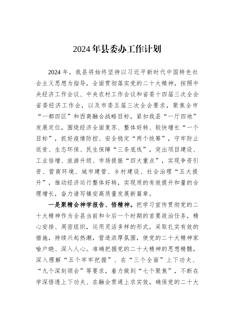 2024年县委办工作计划_第1页