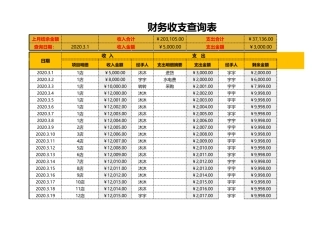 财务收支查询表