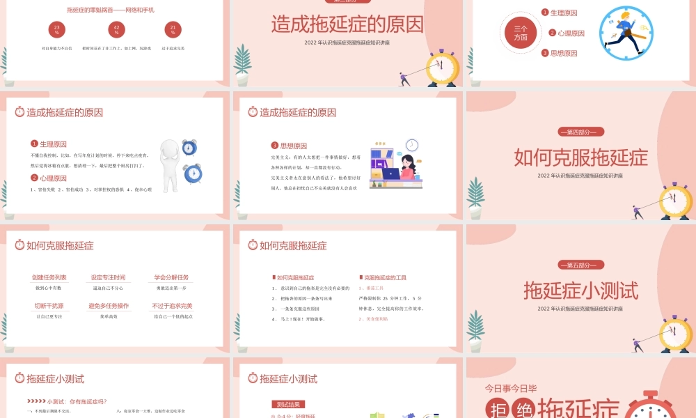 拖延症心理学课件PPT模板战胜拖延症培训公开课企业职场员工管理更新 (1)