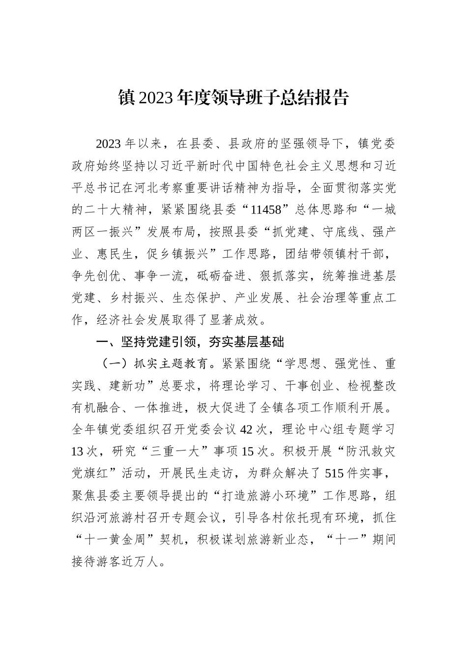 镇2023年度领导班子总结报告_第1页