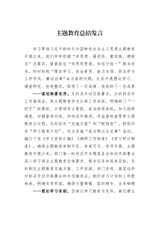 主题教育总结发言