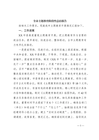 全市主题教育阶段性总结报告