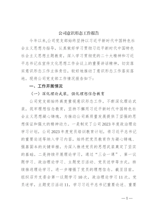 公司意识形态工作报告