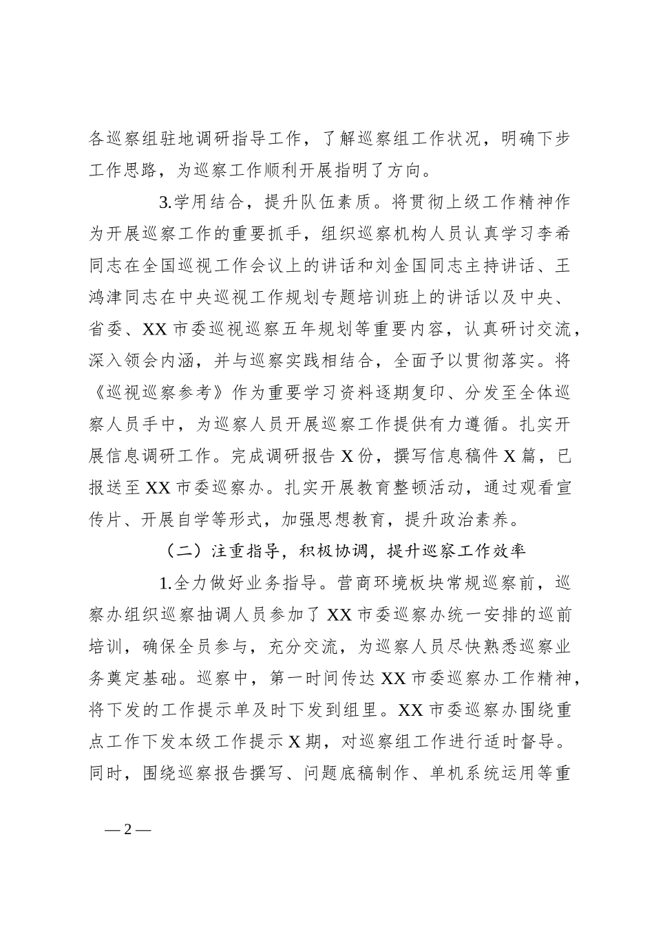 某市2023年巡察工作总结及2024年工作计划_第2页