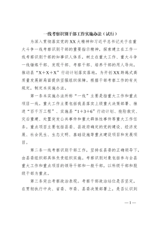 一线考察识别干部工作实施办法（试行）