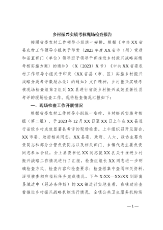乡村振兴实绩考核现场检查报告