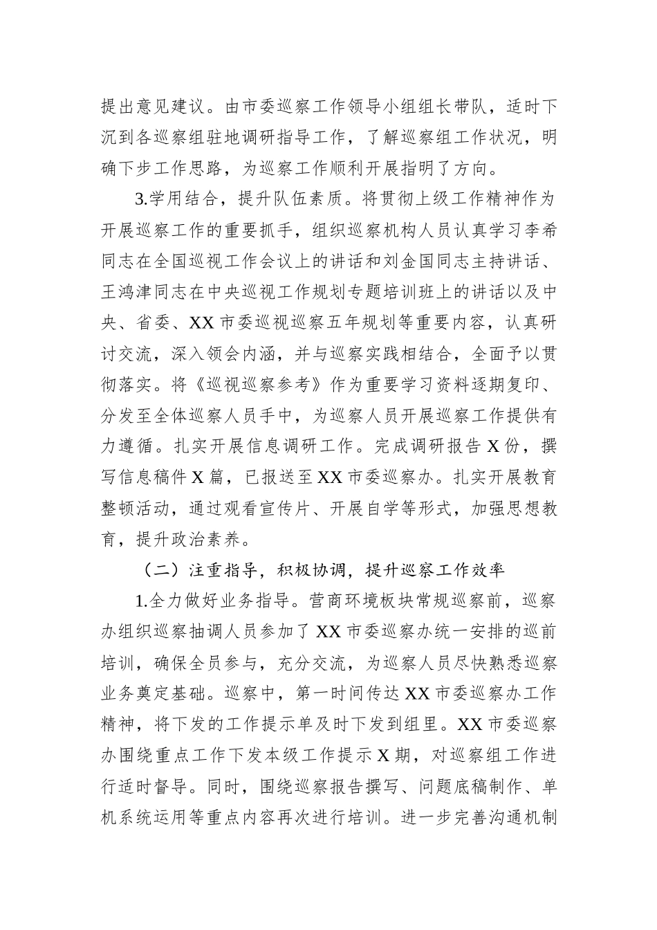 XX市2023年巡察工作总结及2024年工作计划_第2页