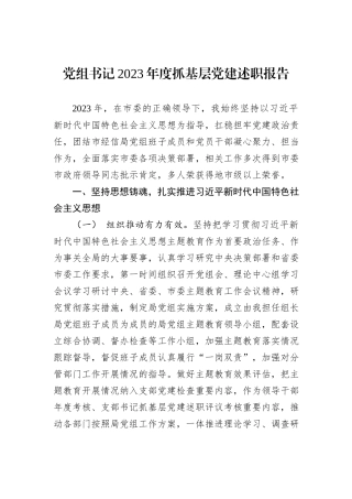 党组书记2023年度抓基层党建述职报告