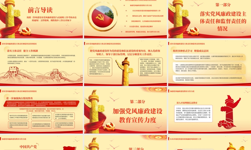 党风廉政建设与反腐败自查党建廉政建设反腐败工作自查报告PPT（20231226）