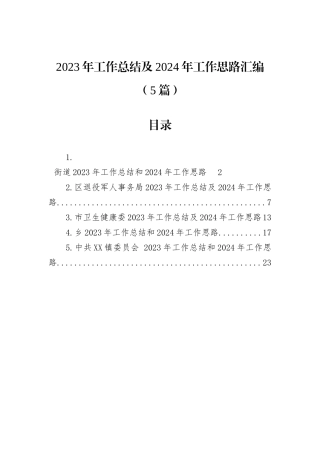 2023年工作总结及2024年工作思路汇编（5篇）