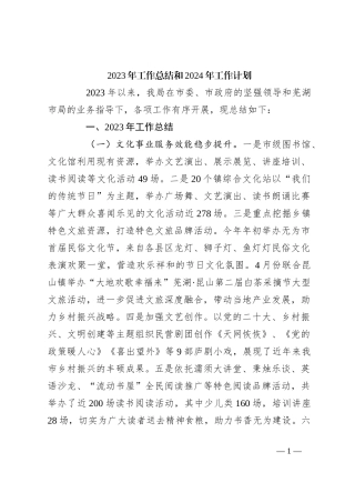 2023年工作总结和2024年工作计划