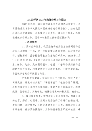 XX经开区2023年政务公开工作总结