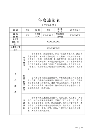 2023乡镇年度述法表