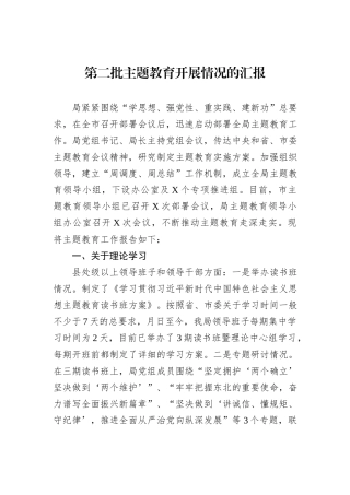 第二批主题教育开展情况的汇报