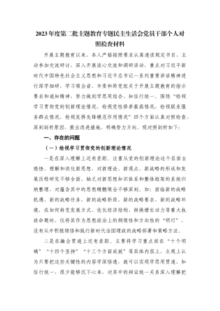 2023年度第二批主题教育专题民主生活会党员干部个人对照检查材料（新四个方面）