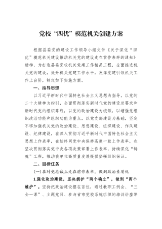 党校“四优”模范机关创建方案