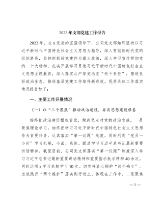 2023年国企党支部党建工作总结2400字