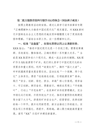 第二批主题教育第四专题学习心得体会（国企班子成员）