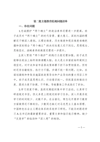 第二批主题教育检视问题清单