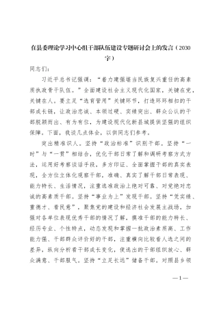 干部队伍建设专题研讨会上的发言