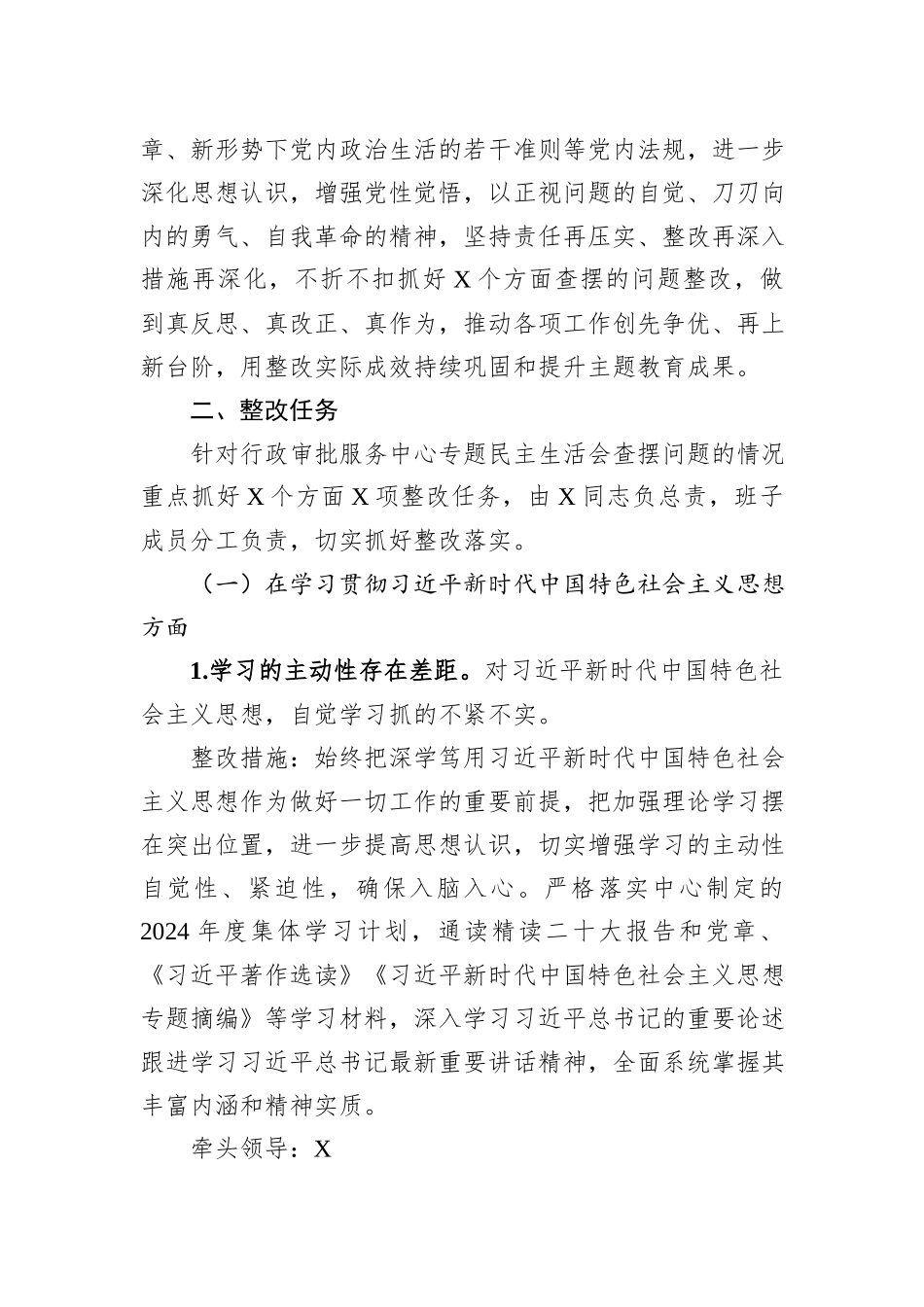 行政审批局主题教育专题民主生活会整改工作方案_第2页